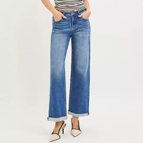 Risen Jeans Denim - RISEN Full Size High Rise Relaxed Fit Ankle Straight Cuff Jeans Plus Size